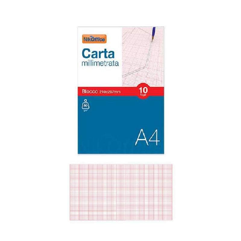 Blocco carta millimetrata cm.21x 29,7 fg.10