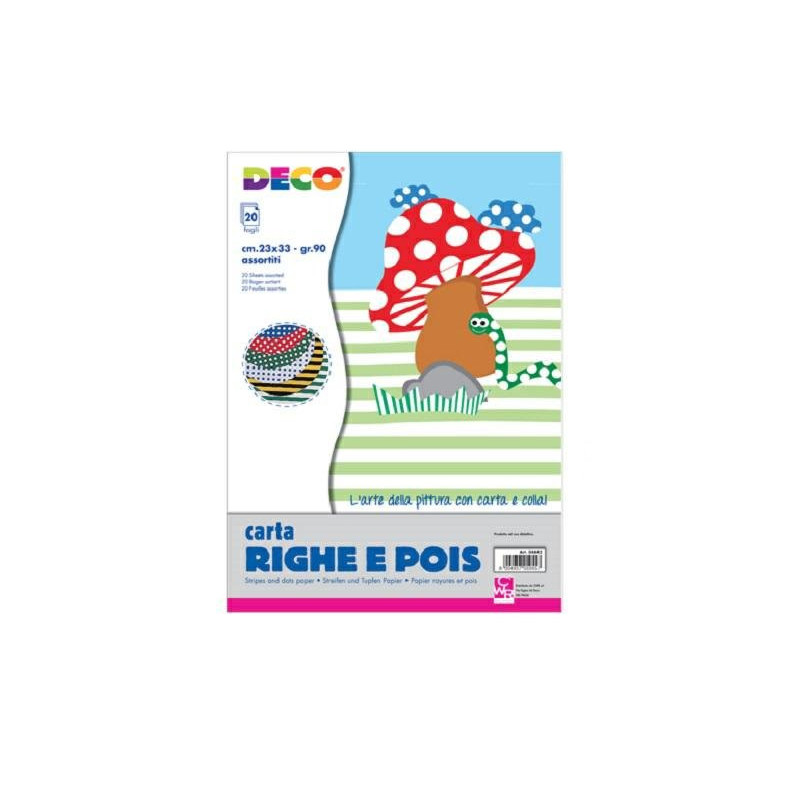 Carta righe/pois cm.23x33 fg.20 fantasie assortite