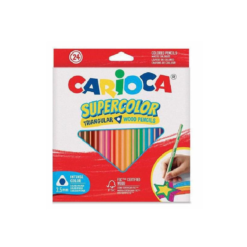 Carioca pastelli legno triangola ri supercolor pz.24