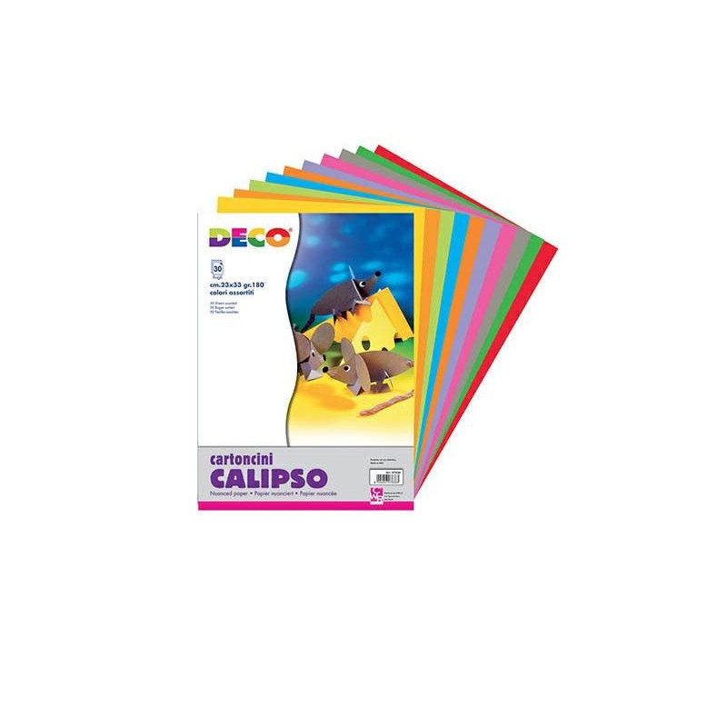 Cartoncni gr.180 cm.23x33 fg.30 caplypso colori assortiti