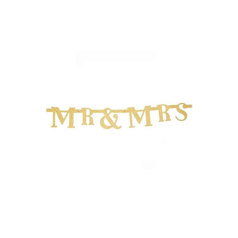Festone glitter oro mr & mrs mt. 1,3 art.54473
