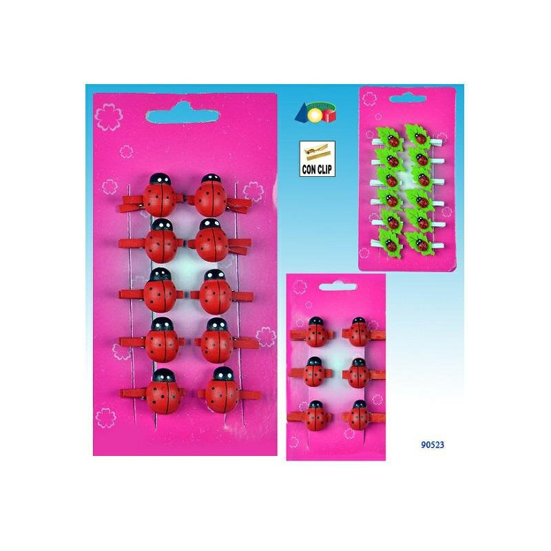 Coccinelle con mollettina in cartella assortite art.90523