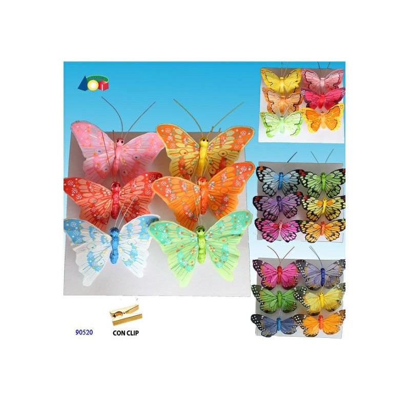 Farfalle vetro con clip pz.6 art .90520