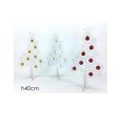 Albero natale cm. 40 plexiglass trasparente con 8 palline art.414200