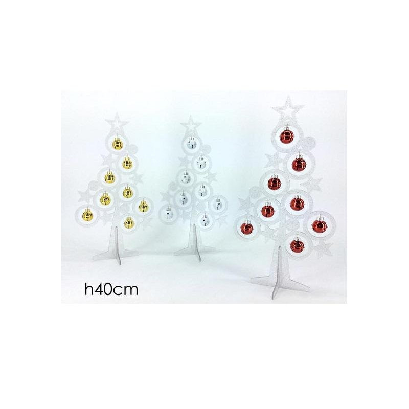 Albero natale cm. 40 plexiglass trasparente con 8 palline art.414200