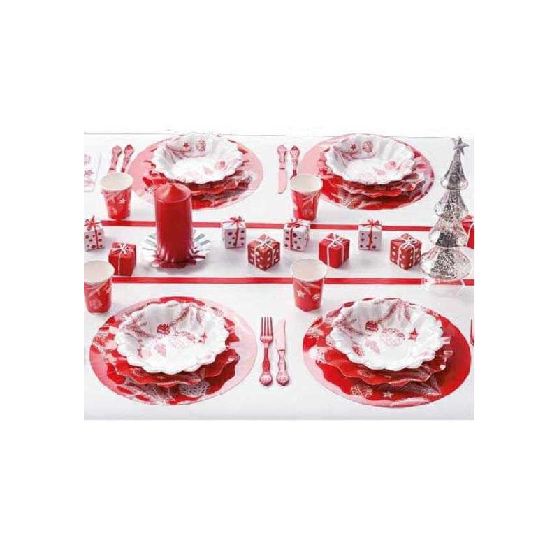 Piatto cartoncino fondo cm.24 ro sso natale pz.8 art. 63449
