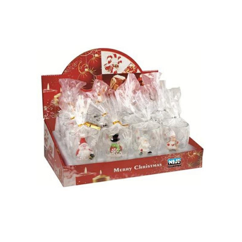Candela babbo natale vasetto vet ro art.60417