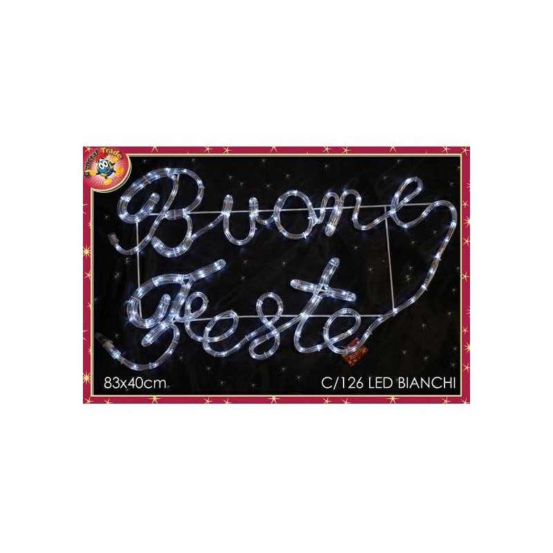 Scritta buone feste luminosa led bianca cm.70 art.450080