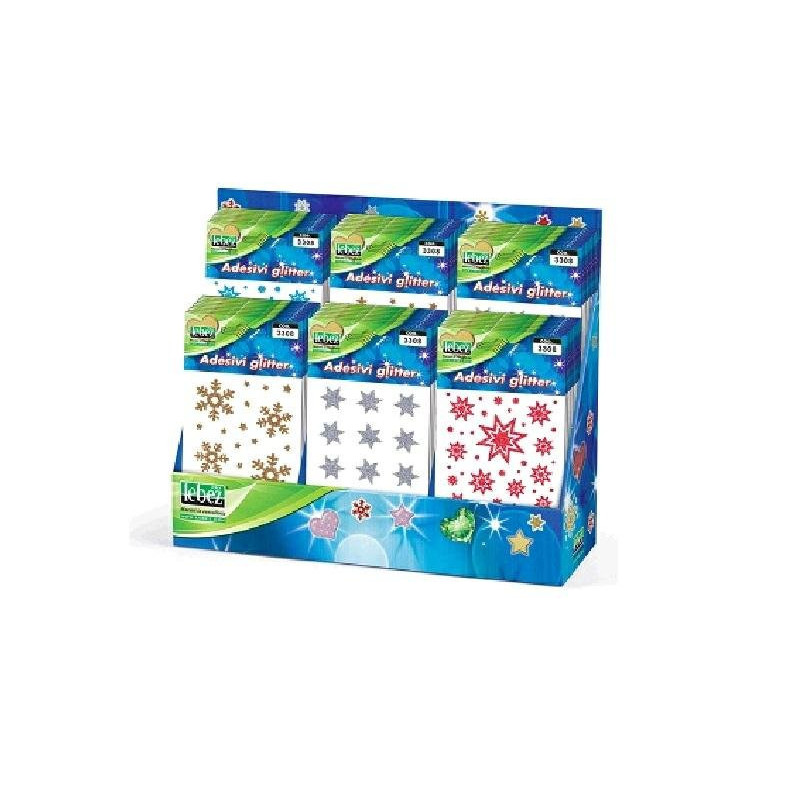 Etichette adesive stelline natal izie glitter assortite art.3308