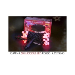 Catena 50 lucciole led rosso per esterno art.428144c