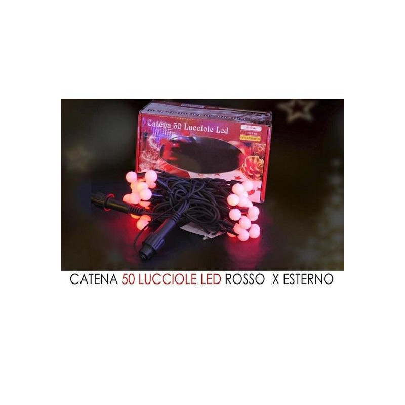 Catena 50 lucciole led rosso per esterno art.428144c