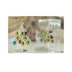 Albero natale vetro con palle mu lticolore art.404189