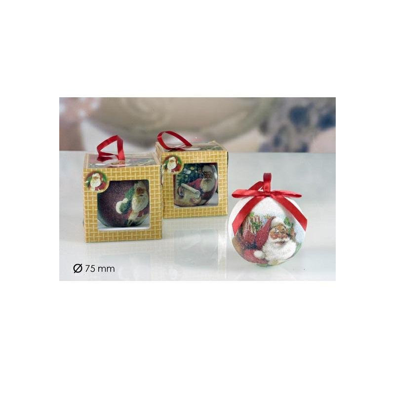 Sfera natale cm.7,5 babbo natale scatola art.439702