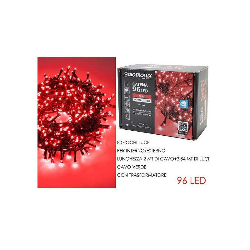 Catene 96 led rosso mt.3,4 con m otore per esterno art.449947
