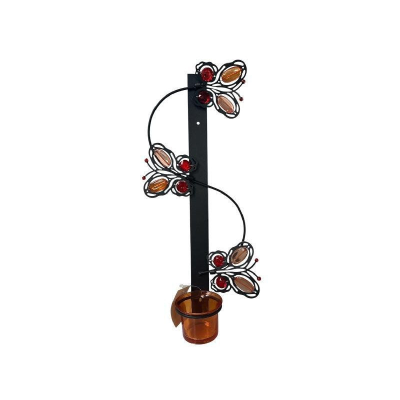 Portacandela cm.28 metallo con f arfalle art.cen82390