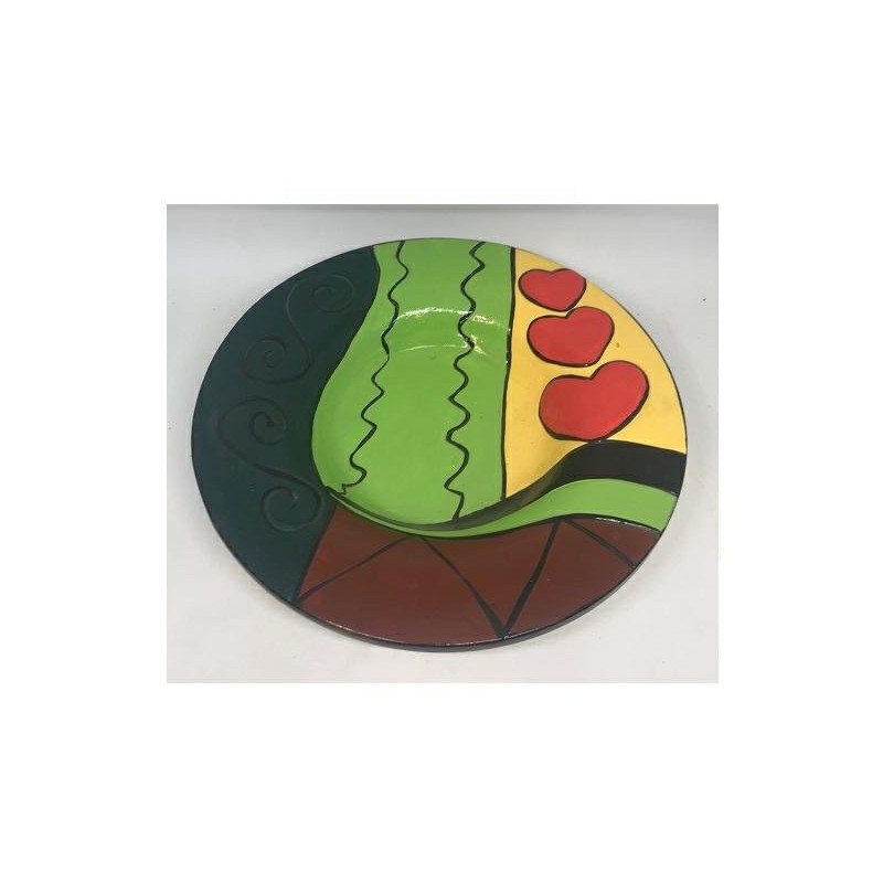 Piatto ceramica rotondo decorato cuori cm.24 ac13689