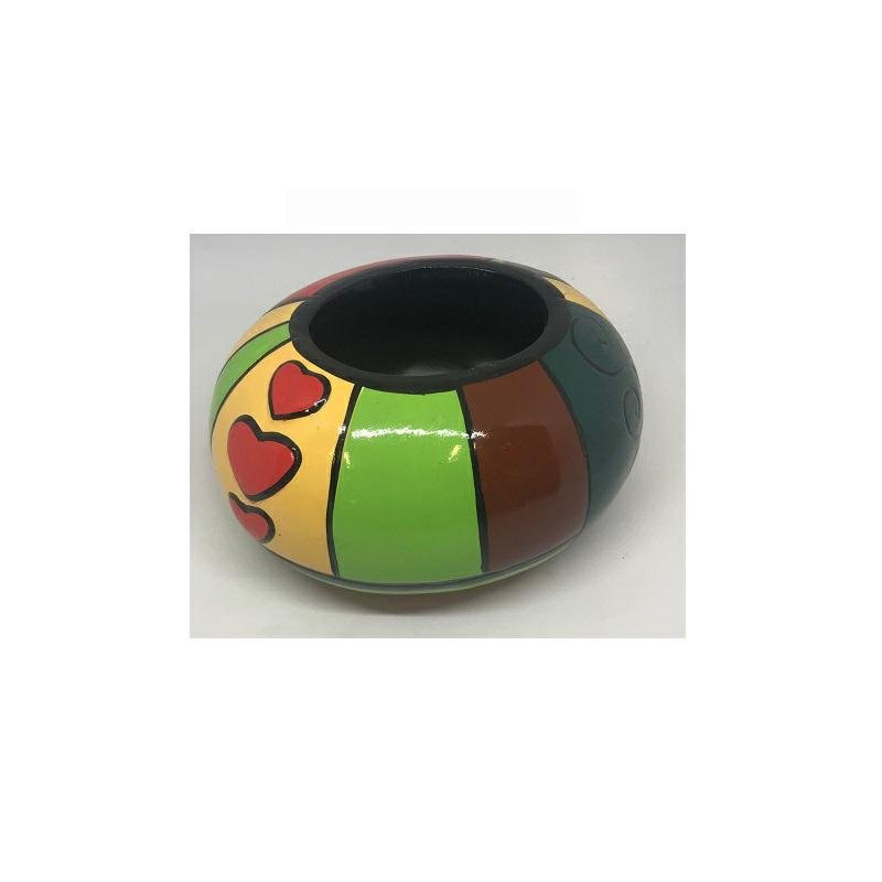 Vaso ceramica decorato con cuori cm.16x11 art.ac13687