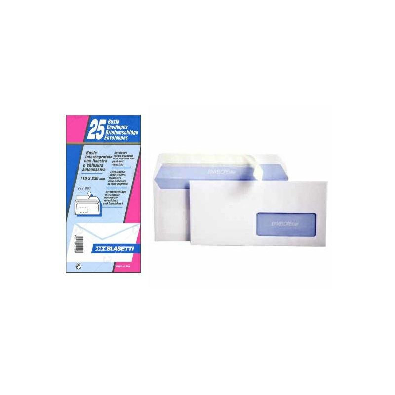 Busta posta cm.11x23 con strip e finestra blister
