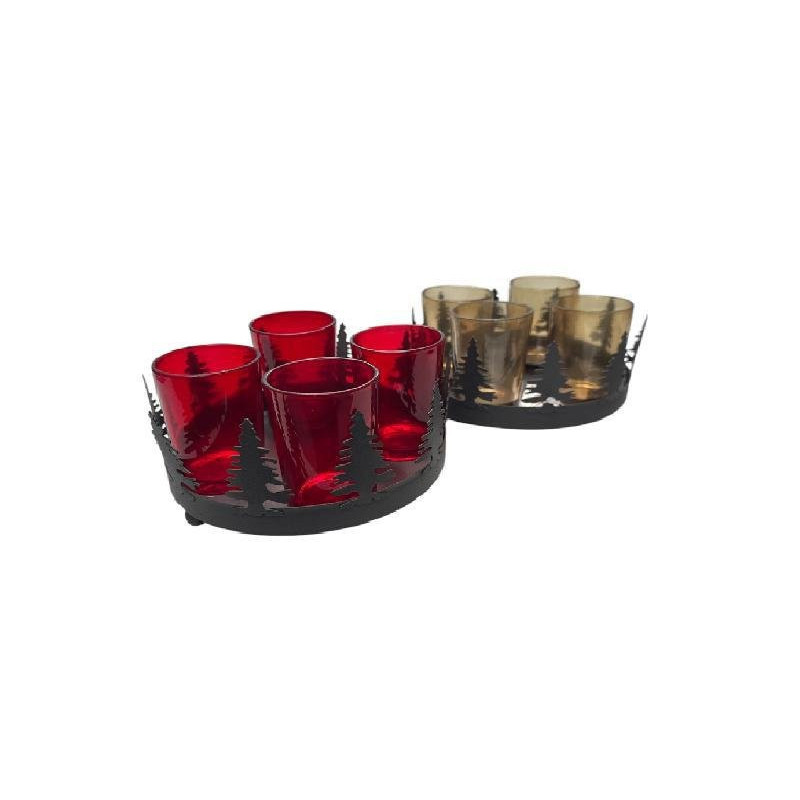 Vassoio metallo con 4 bicchieri rosso/giallo art.cen-81551/63