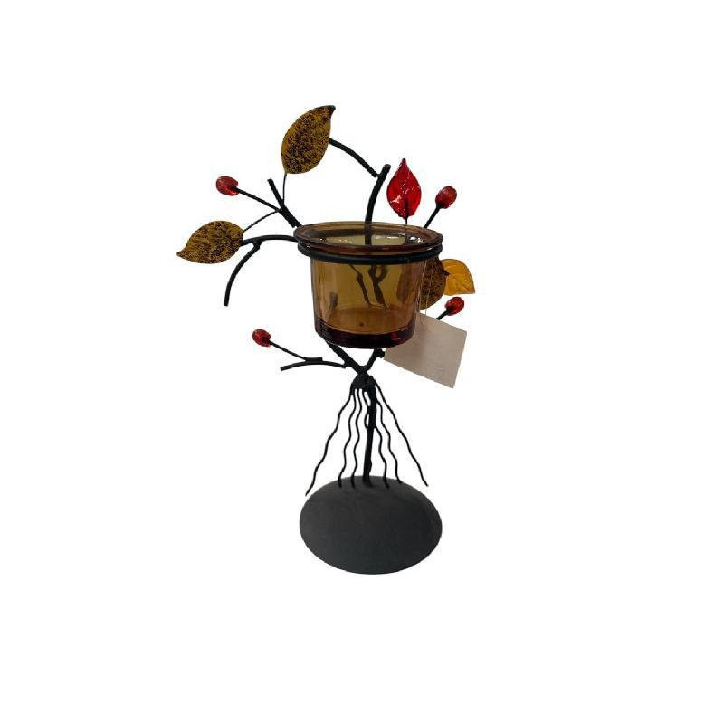 Portacandela cm.21 foglie albero art.cen82354