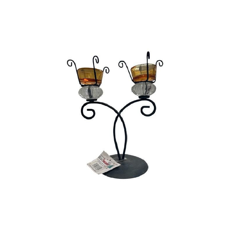Portacandela metallo doppio art. cen-81625