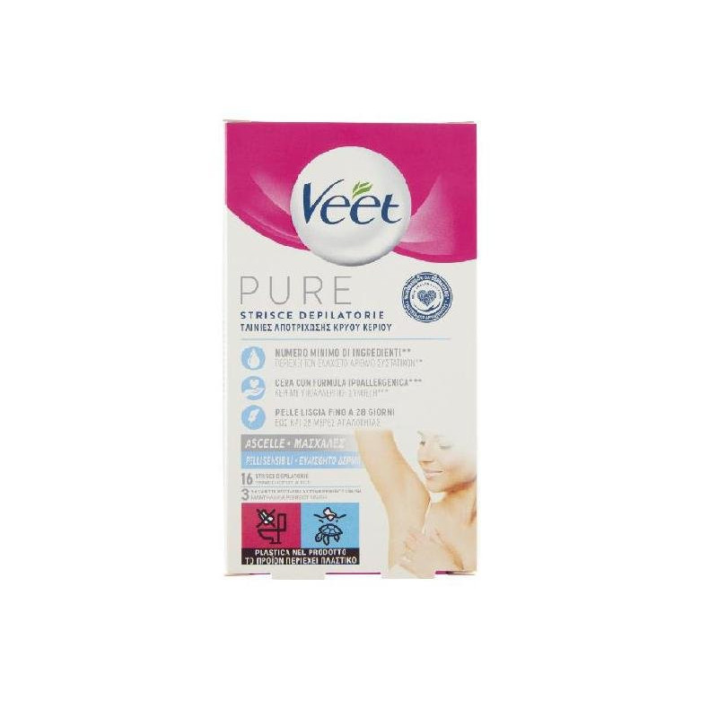 Veet strisce depilatorie ascelle bikini pz.16 sensitive