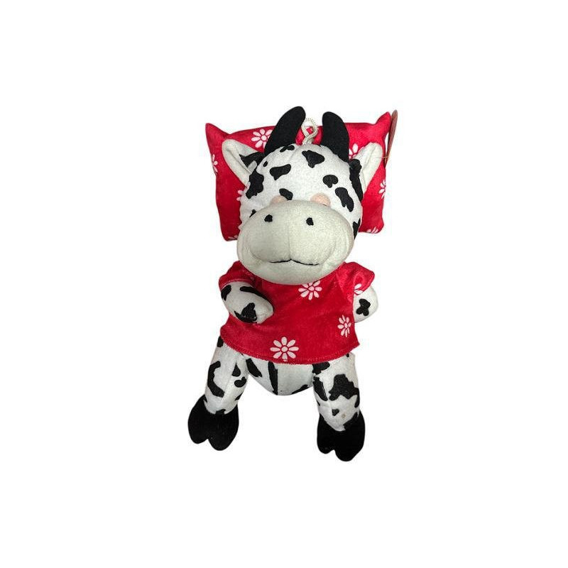 Pelouche mucca con maglione su cuscino cm.30 art.512532