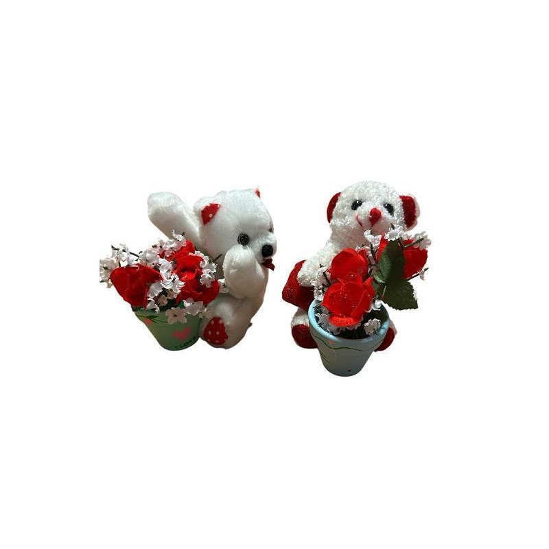 Orsetto pelouche cm.10 con piant a art.557040