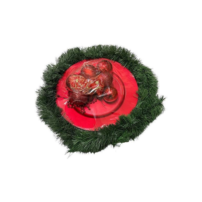 Vassoio plastica rotondo satinat o con sfere e filo verde art.cen82611