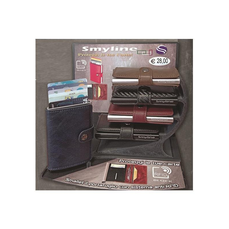 Smyline porta soldi/tessere ecopelle block art.rfid das-sm