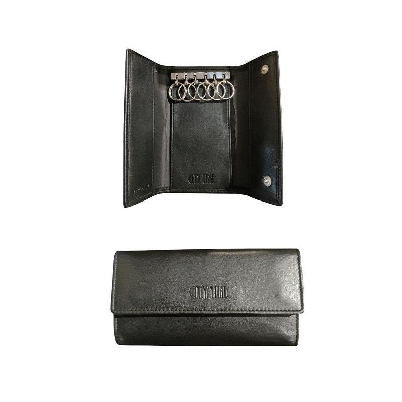 Portachiavi niji pelle con bottone nero art.1307-n