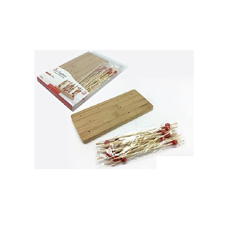 Tagliere in bamboo cm.20x8x1 con 15 stecchini art.635729