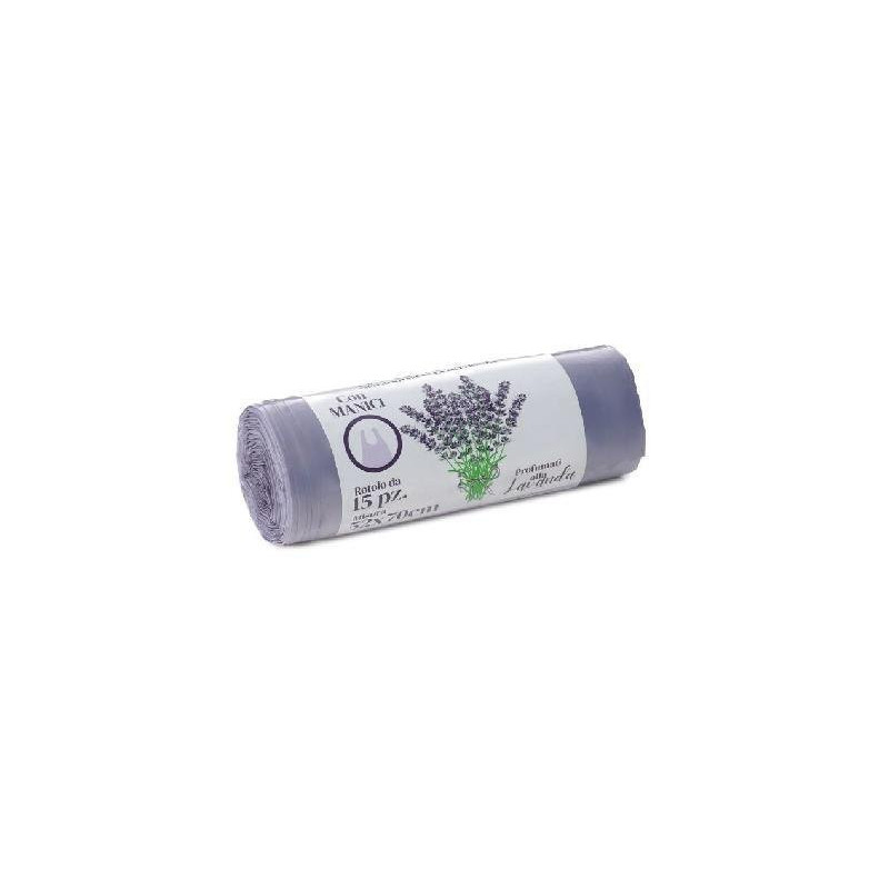 Sacchi immondizia cm.52x75 lt.45 pz.15 profumati lavanda con manici 891