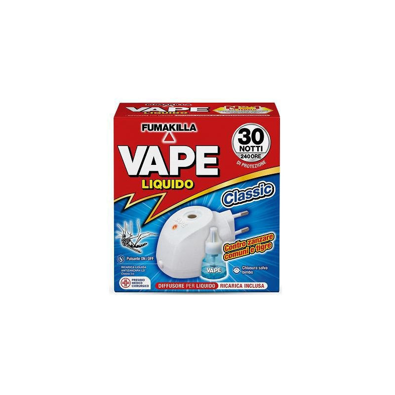Vape elettroemanatore liquido + ricarica 30 notti