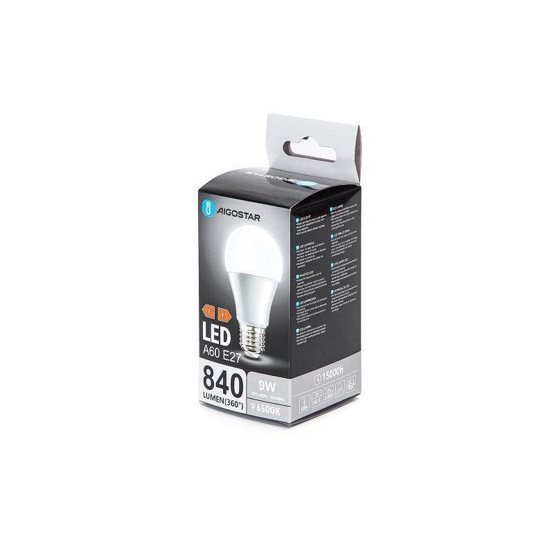 Aigostar lampadina led goccia a60 e27 9w (60w) luce fredda