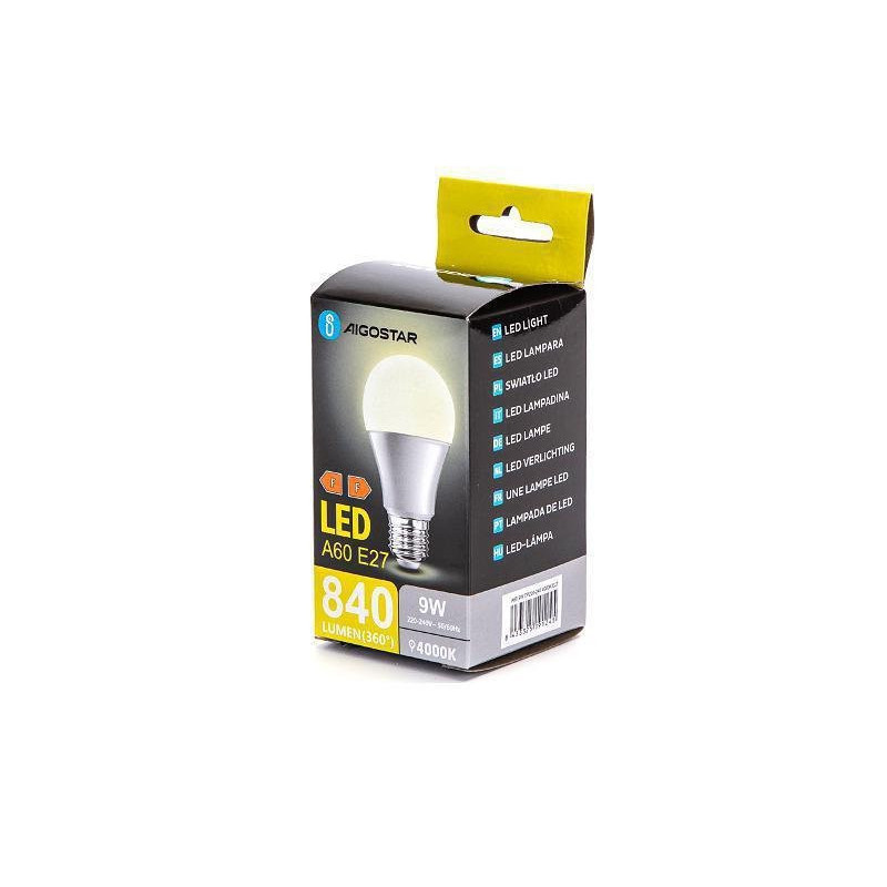 Aigostar lampadina led goccia a60 e27 9w (60w) luce naturale