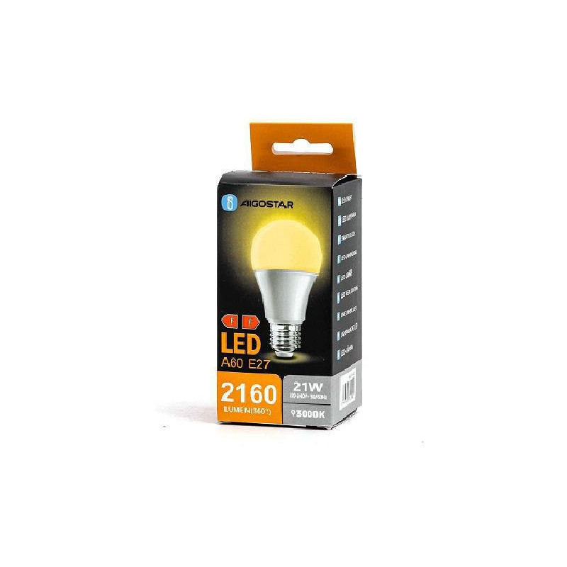 Aigostar lampadina led goccia a60 e27 21w (134w) luce calda