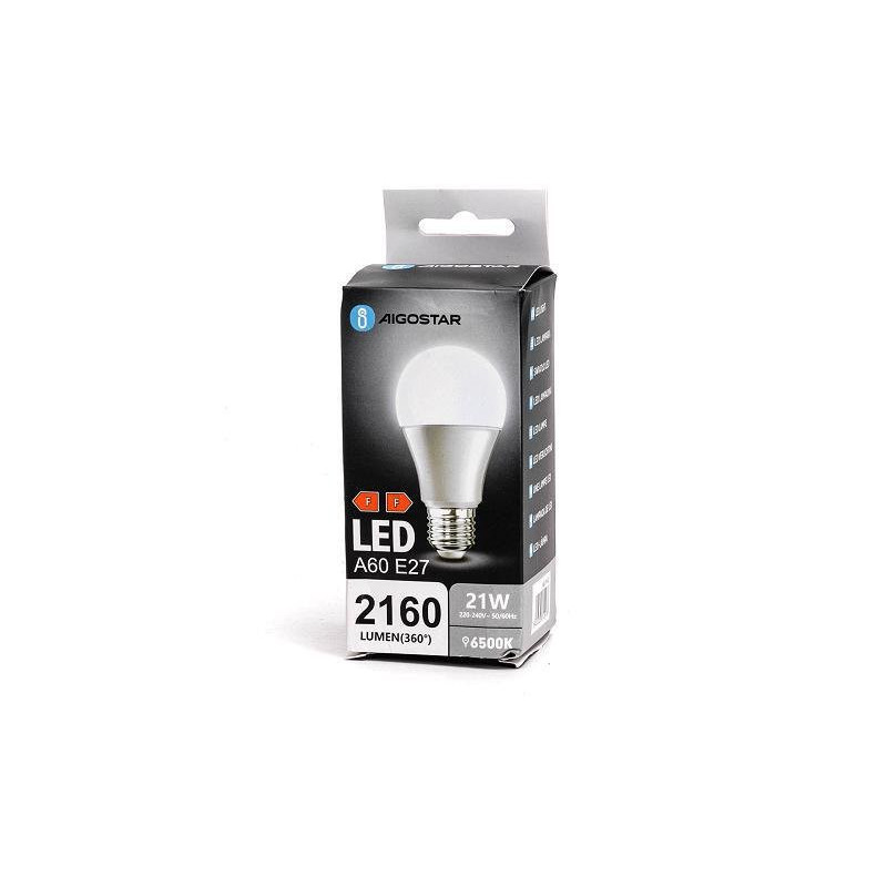 Aigostar lampadina led goccia a60 e27 21w (134w) luce fredda