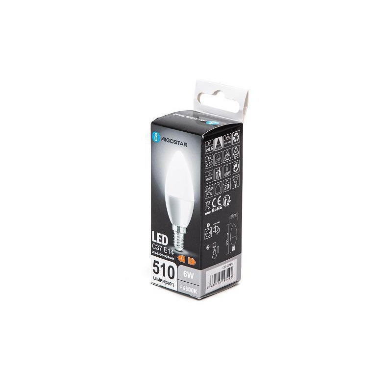 Aigostar lampadina led oliva g37 e14 6w (42w) luce fredda