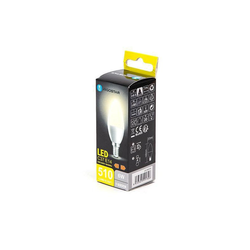 Aigostar lampadina led oliva g37 e14 6w (42w) luce naturale
