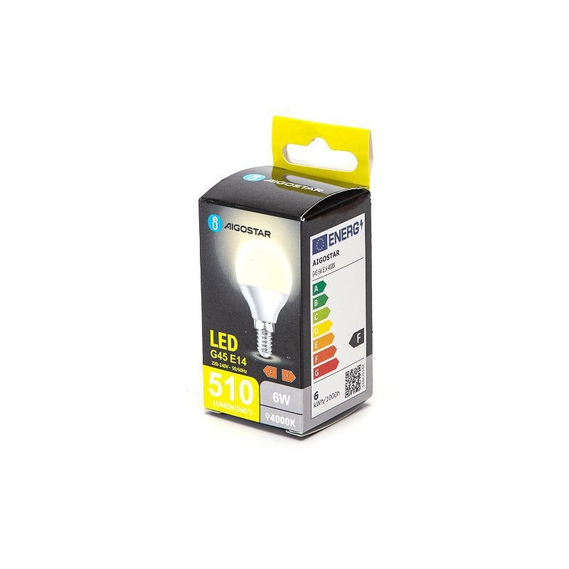 Aigostar lampadina led sfera g45 e14 6w (42w) luce naturale