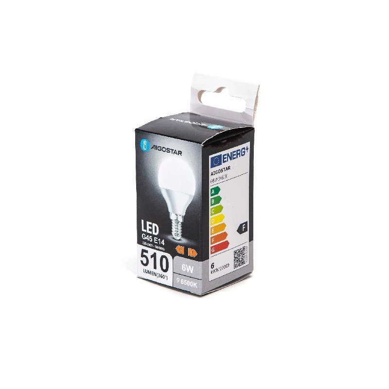 Aigostar lampadina led sfera g45 e14 6w (42w) luce fredda