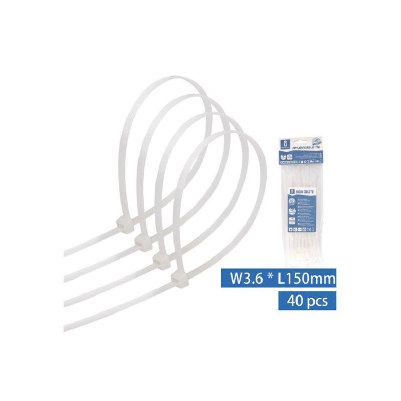 Aigostar fascette nylon w3,6xl150mm pz.40 bianco