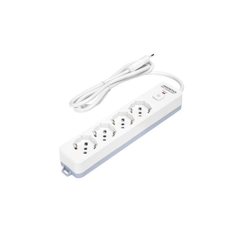 Aigostar presa multipla 4p schuko 16a con interruttore sovraccarico