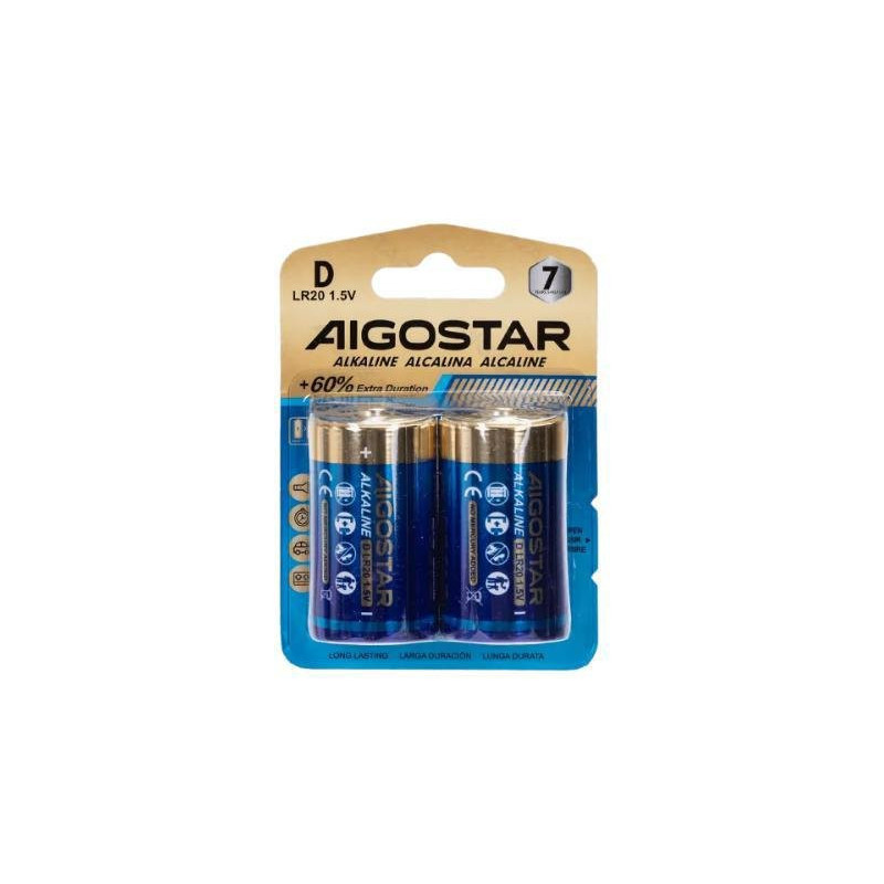 Aigostar pile lr20 torcia d 1,5v pz.2