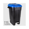 Bidone lt.120 pattumiera con ruo te pedale e coperchio blu