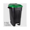 Bidone lt.120 pattumiera con ruote pedale e coperchio verde