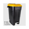 Bidone lt.120 pattumiera con ruo te pedale e coperchio giallo