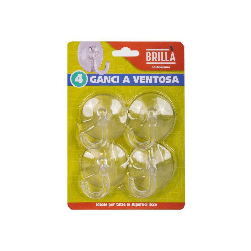 Brilla gancio a ventosa pz.4 plastica cm.5 art.gan05841a