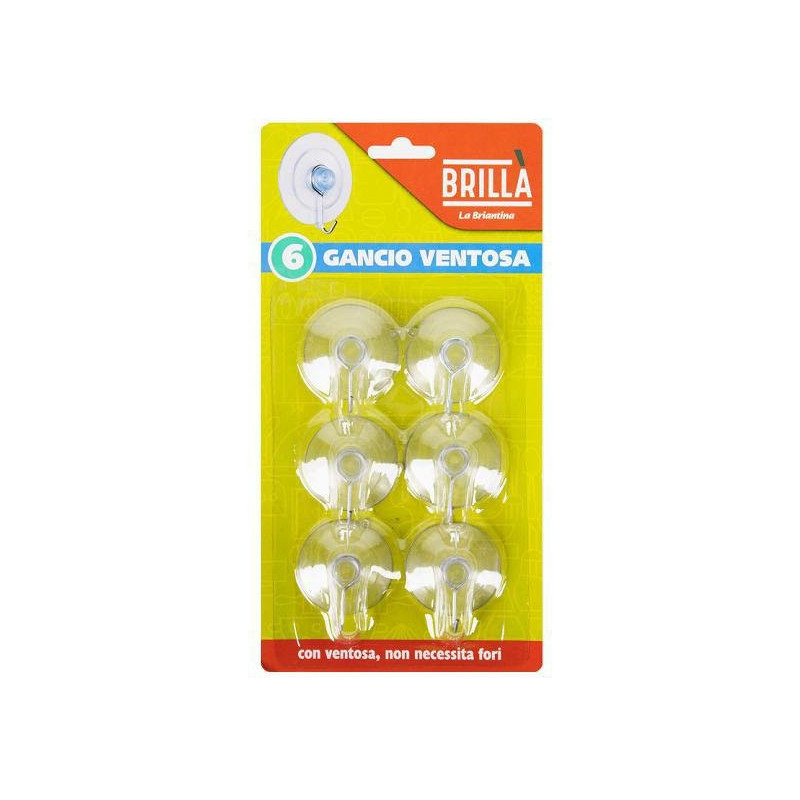 Brilla gancio a ventosa pz.6 con metallo art.gan06173a